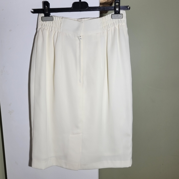 ❤️ 3 for $35 VINTAGE mini pencil skirt white ivory xs small - Picture 3 of 4